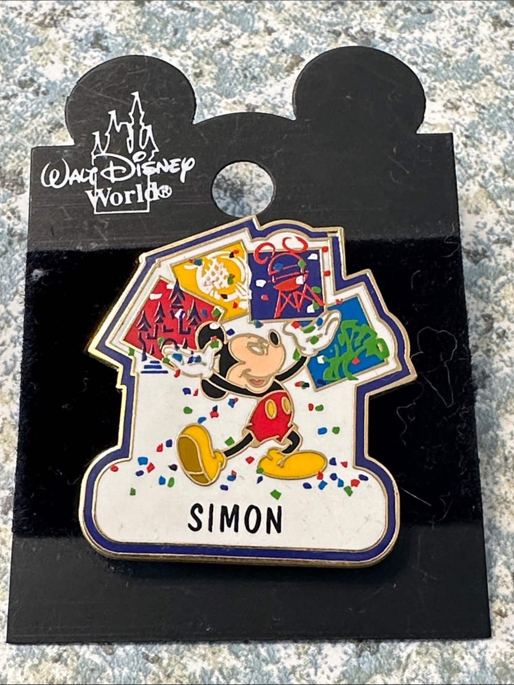 Walt Disney World Mickey Mouse Enamel Pin - White, Red, Yellow